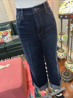 NYDJ Dark Blue Boyfriend Jeans with Cuffed Hem